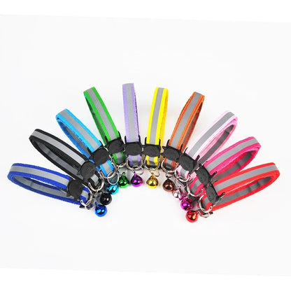 Cartoon Cat Head Reflective Pet Collar Colorful Bell