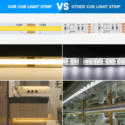 DC12V 24V COB LED Strip Light 480 528LEDs/m High Density
