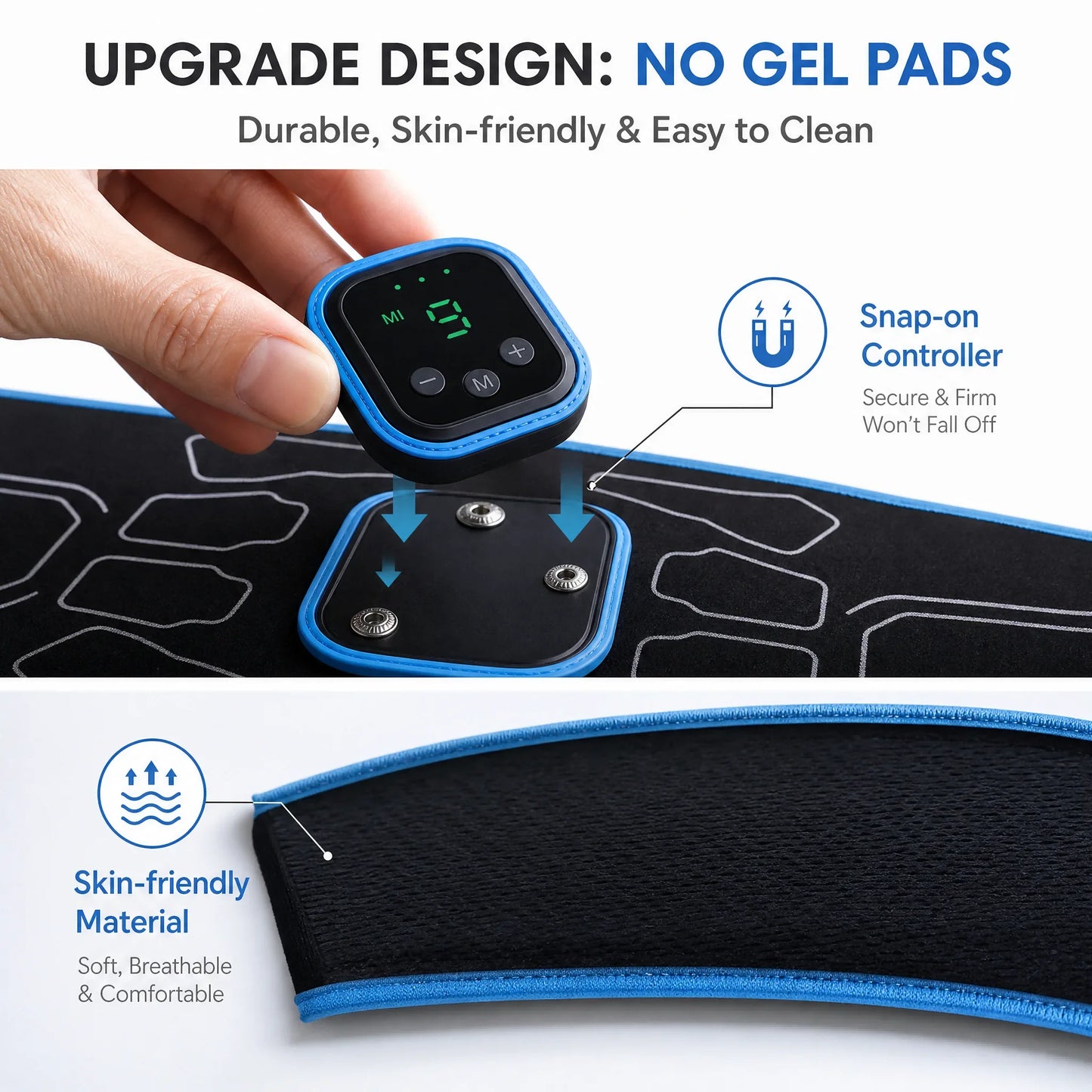 Smart EMS Abdominal Muscle Trainer Belt No Gel Needed