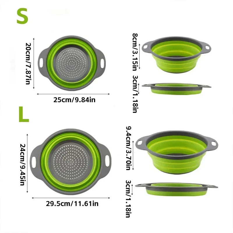 Silicone Folding Drain Basket Fruit Vegetable Washing Basket