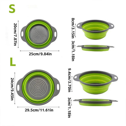 Silicone Folding Drain Basket Fruit Vegetable Washing Basket