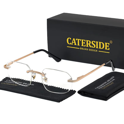 New Retro Rimless Sunglasses Men's Polygon Brand Designer