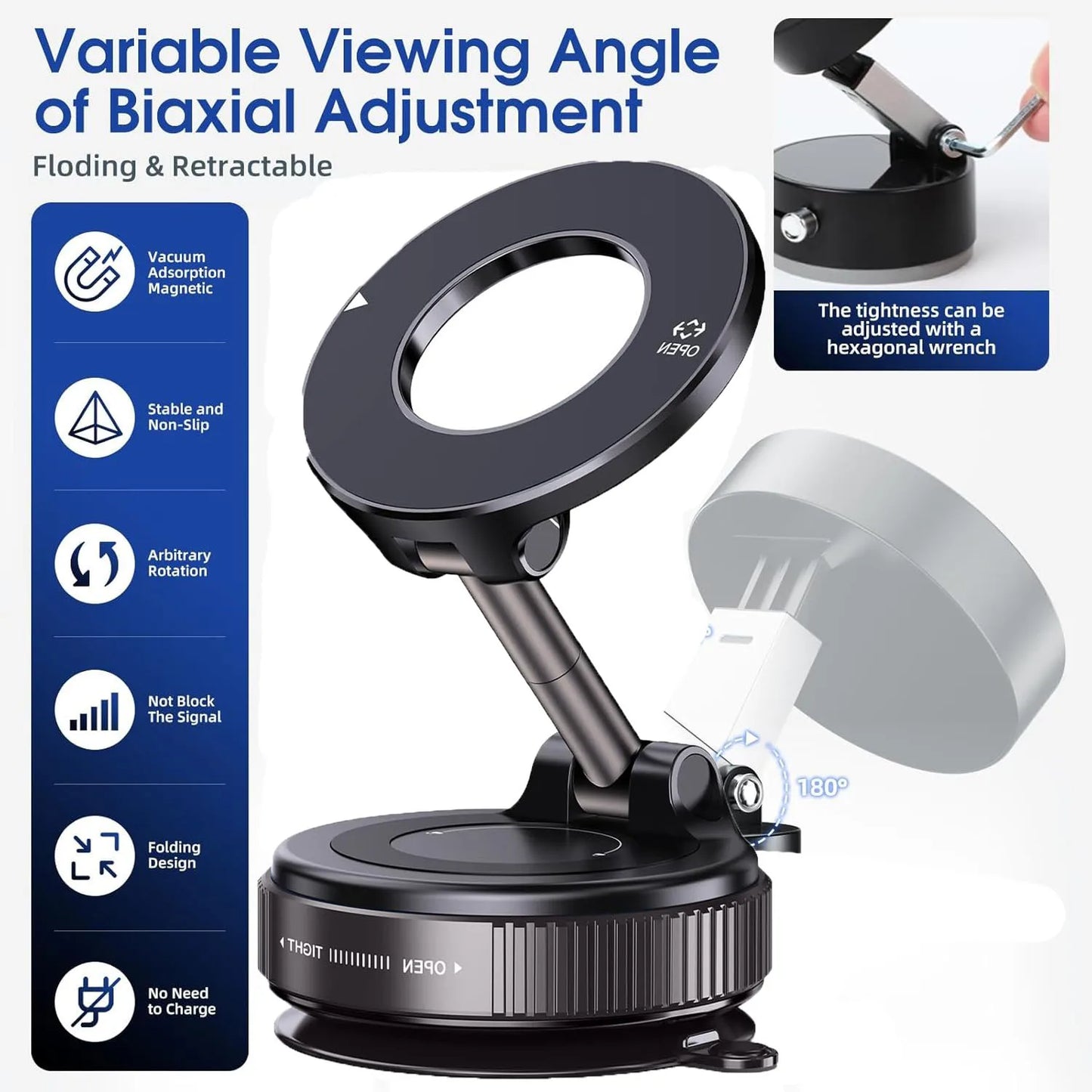 Magnetic Suction Cup Phone Mount for Magsafe 360° Adjustable
