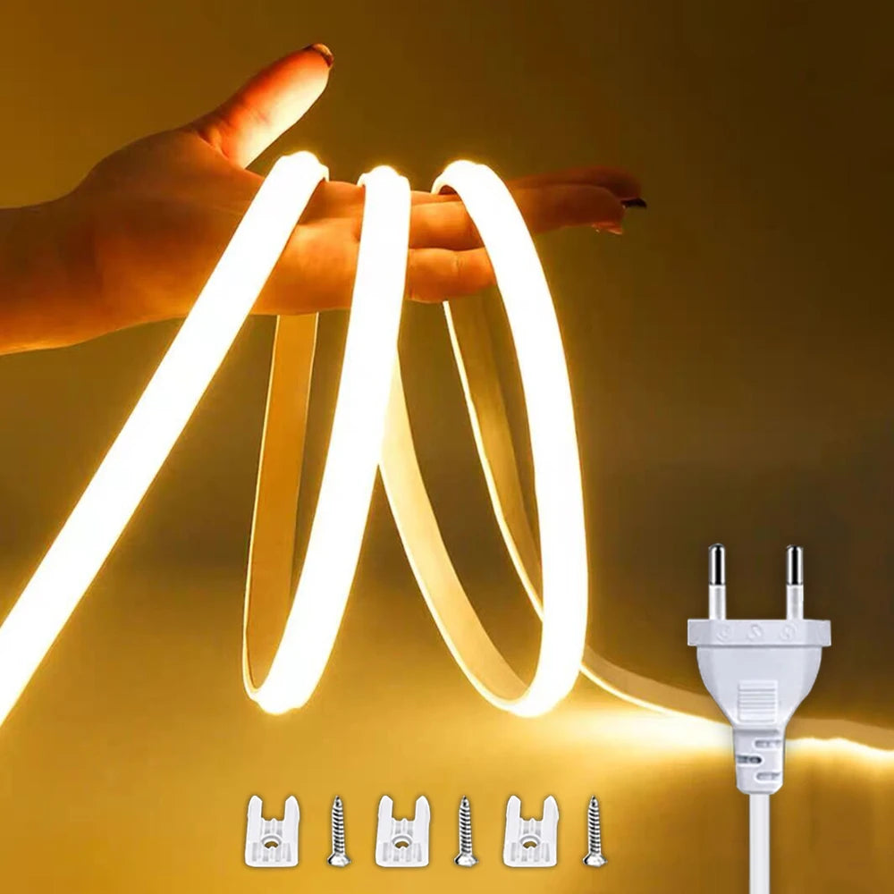 220V Led Strip with ON/OFF Switch Waterproof COB LED Strip