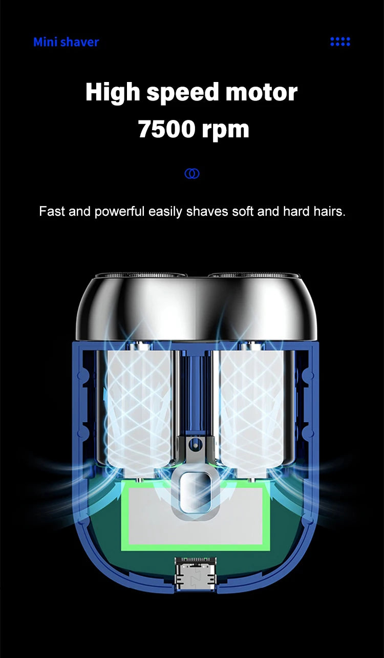 Portable Rotary Dual Ring Electric Shaver Men Shaver