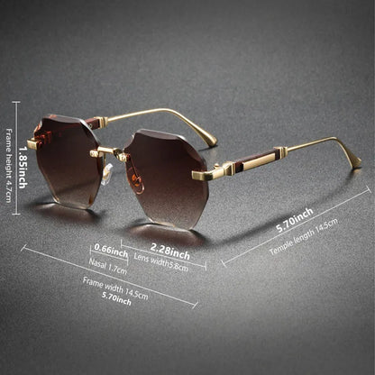 Man Woman Sunnies Fashion Unisex Rimless Sunglasses