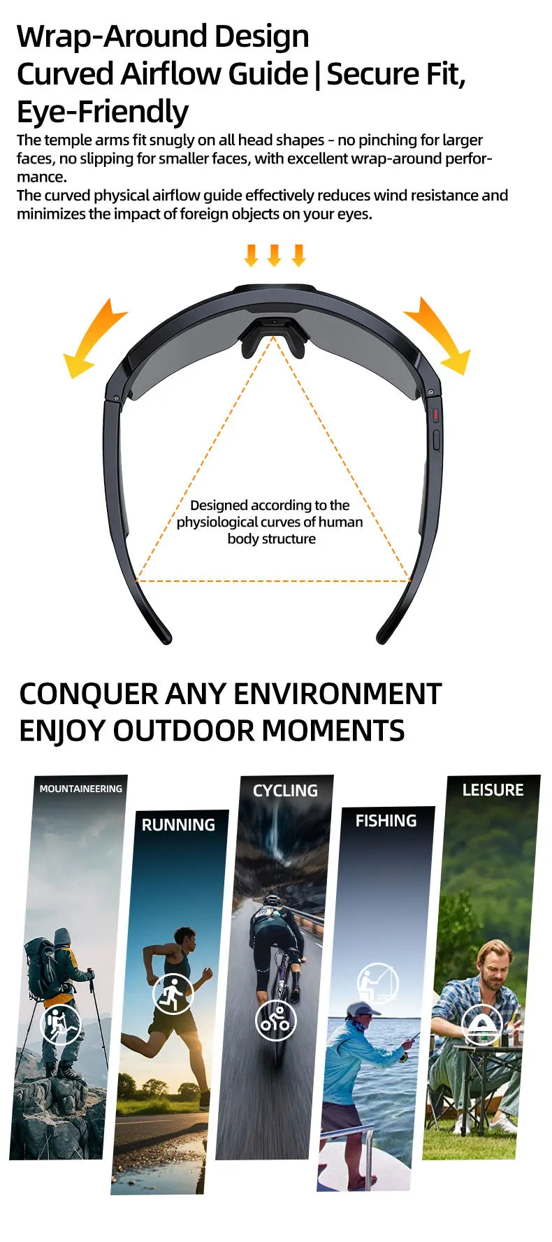 New AI Smart Sports Glasses with 1200P Camera