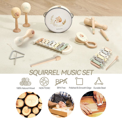 Montessori Wooden Toy Multicolor Xylophone Bell Beads