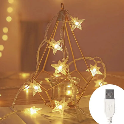 LED Star Fairy Lights Outdoor Chain Lights Garland Decoration