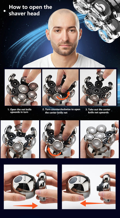 Electric Shaver 7D Floating Cutter Head Base Men Beard Trimmer