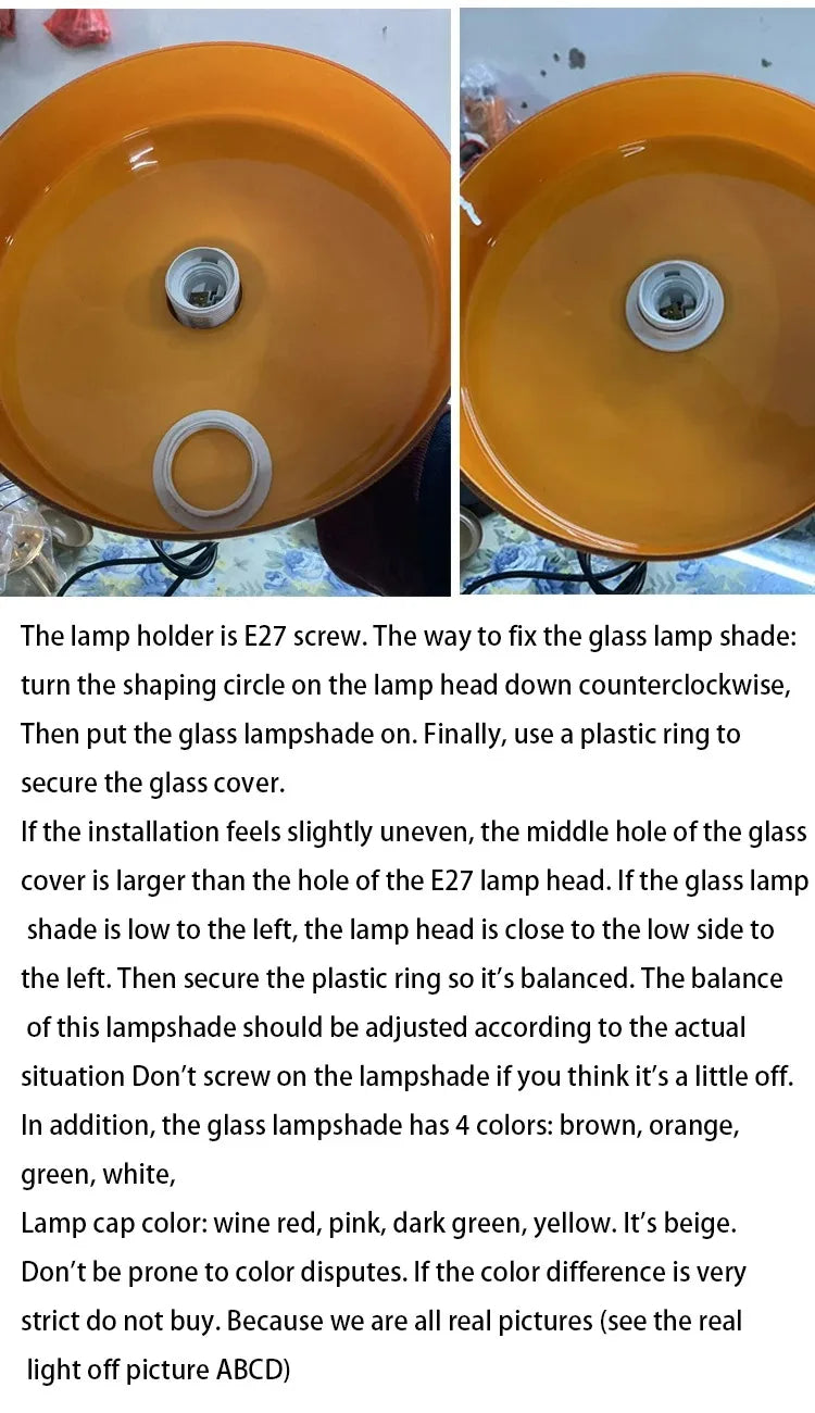 Nordic Retro Glass Pendant Lamps Indoor E27 LED Chandelier