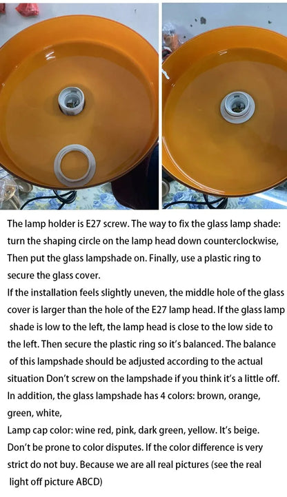 Nordic Retro Glass Pendant Lamps Indoor E27 LED Chandelier