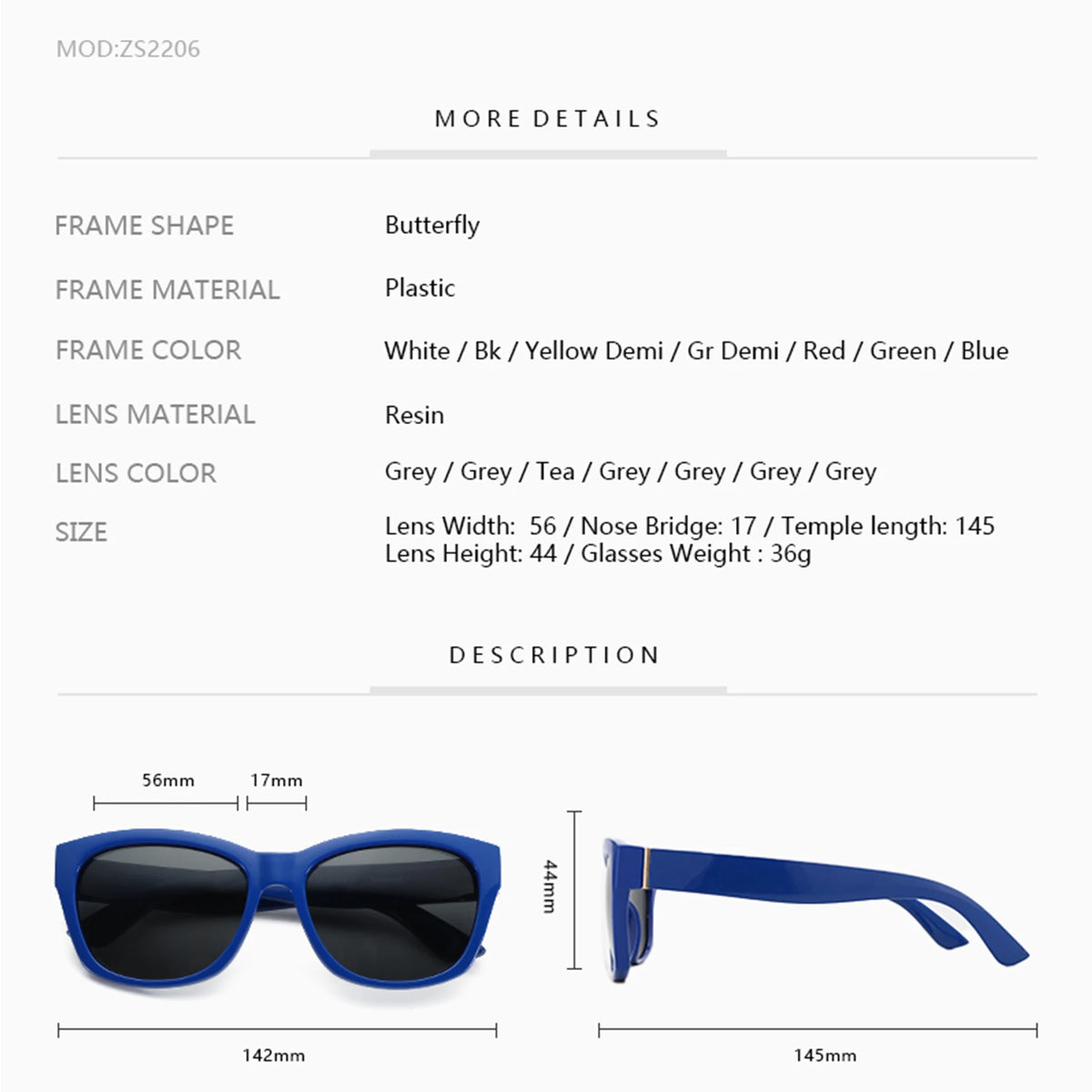 ZENOTTIC Butterfly Women Oversized Polarized Sunglasses
