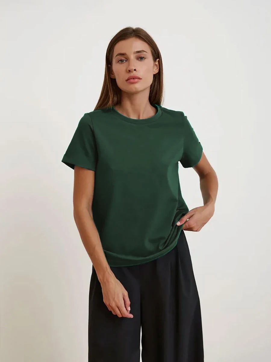 Bornladies Summer 100% Cotton Women's T-shirt Bottoming Tops