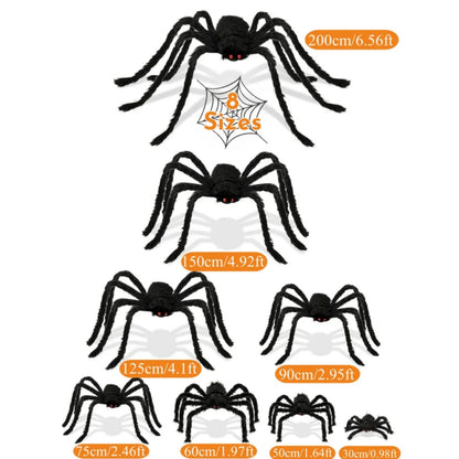 Halloween Plush Spider, 30-200cm Outdoor Giant Spider Decor Chamber Prank Black Spider