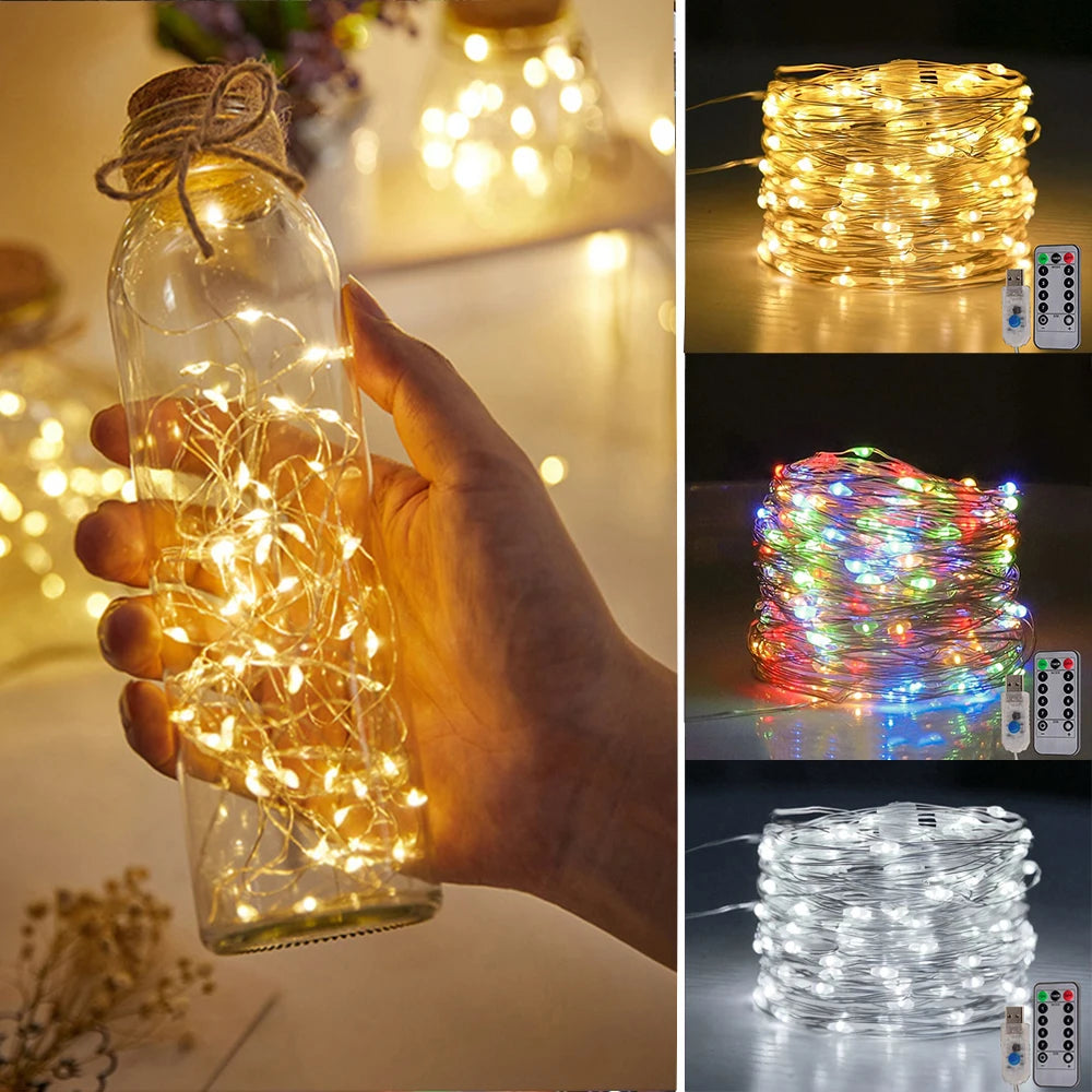 LED Fairy String Lights USB Plug with Remote Garland Light