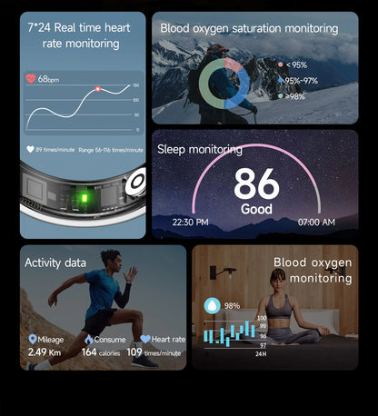 New Smart Ring Heart Rate Blood Pressure Sleep Monitoring