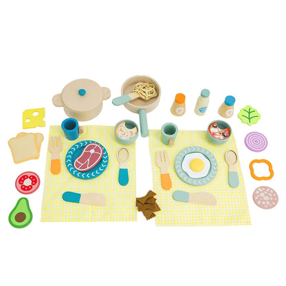 Wooden Kitchen Pretend Play Set Montessori Simulation Plates