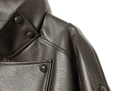 Women's Jacket Fall New Black Long Sleeve Pebble Faux