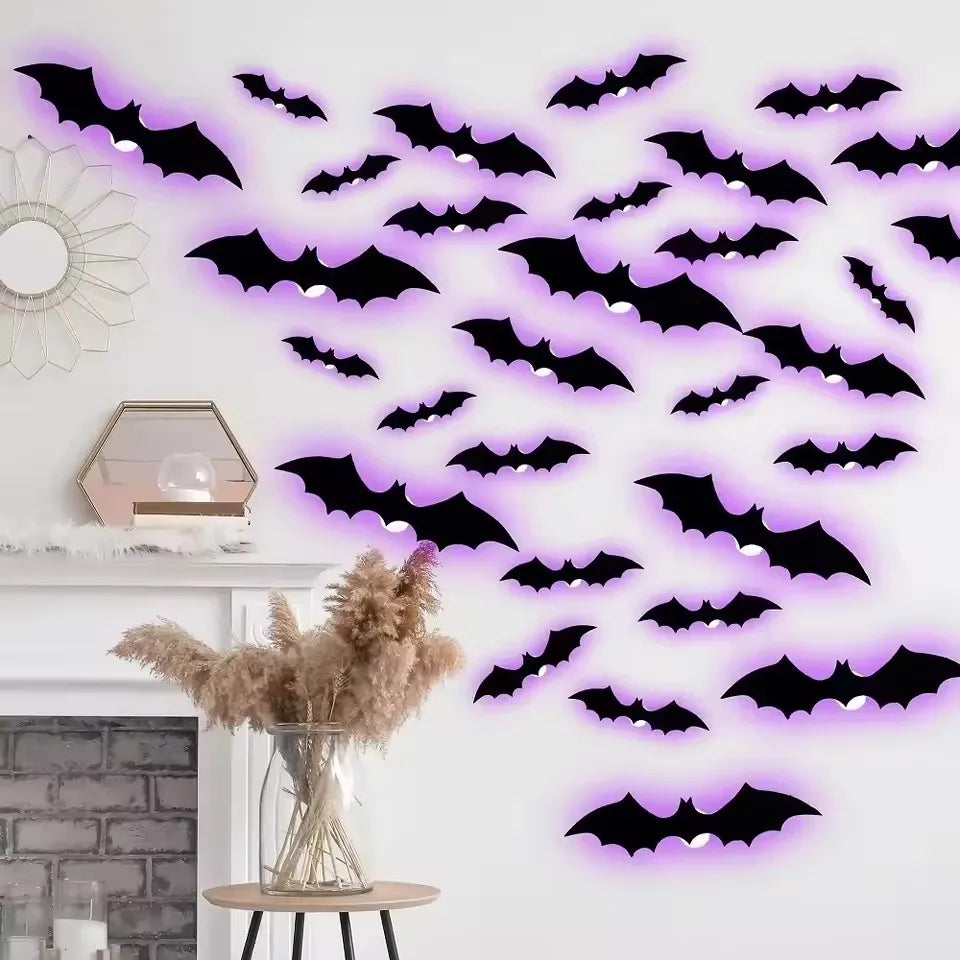Halloween LED Night Light 3D Stereoscopic Bat Wall Decal