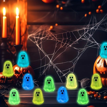 36pcs Halloween Mini Ghosts Figures, Luminous Small Little Resin Ghost Figurines