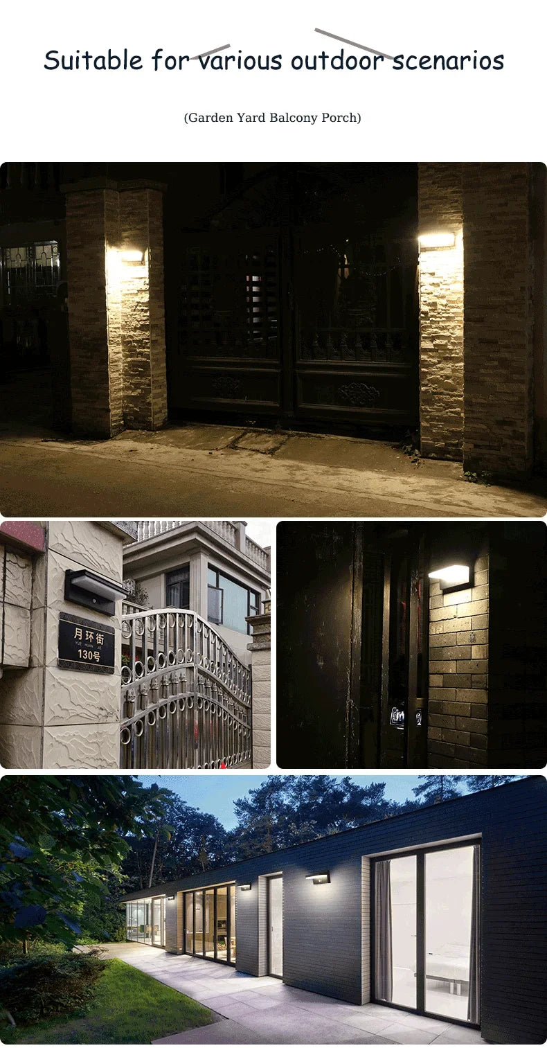 Solar Power Wall Lamp IPX5 Waterproof Garden Lights