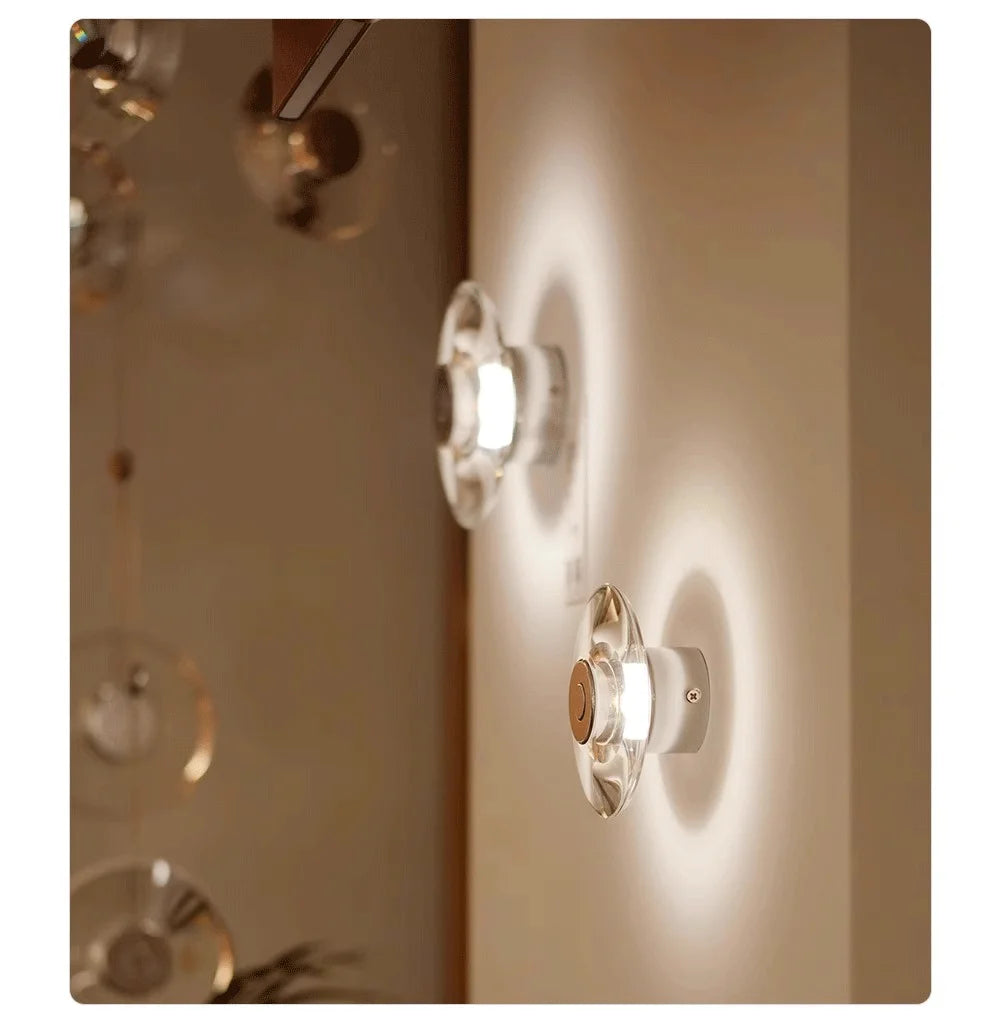 Modern Round Crystal Bedside Lamp Bedroom Living Room