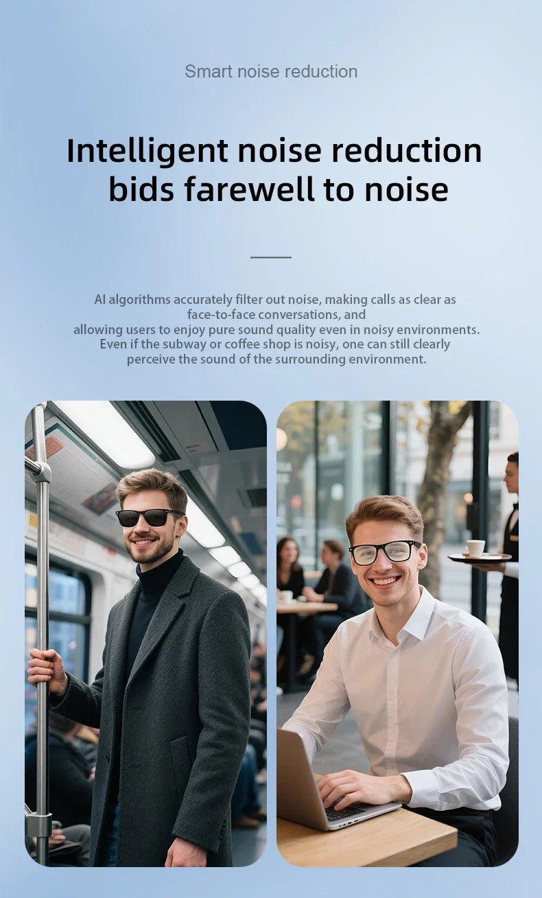 AI Translation Smart Glasses  Bluetooth Call Headphones