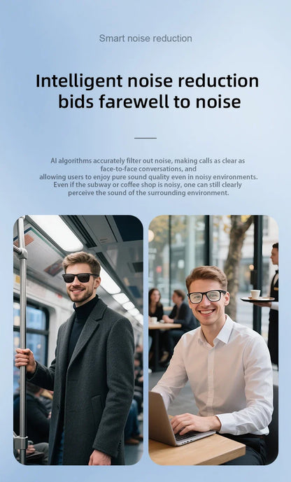 AI Translation Smart Glasses  Bluetooth Call Headphones