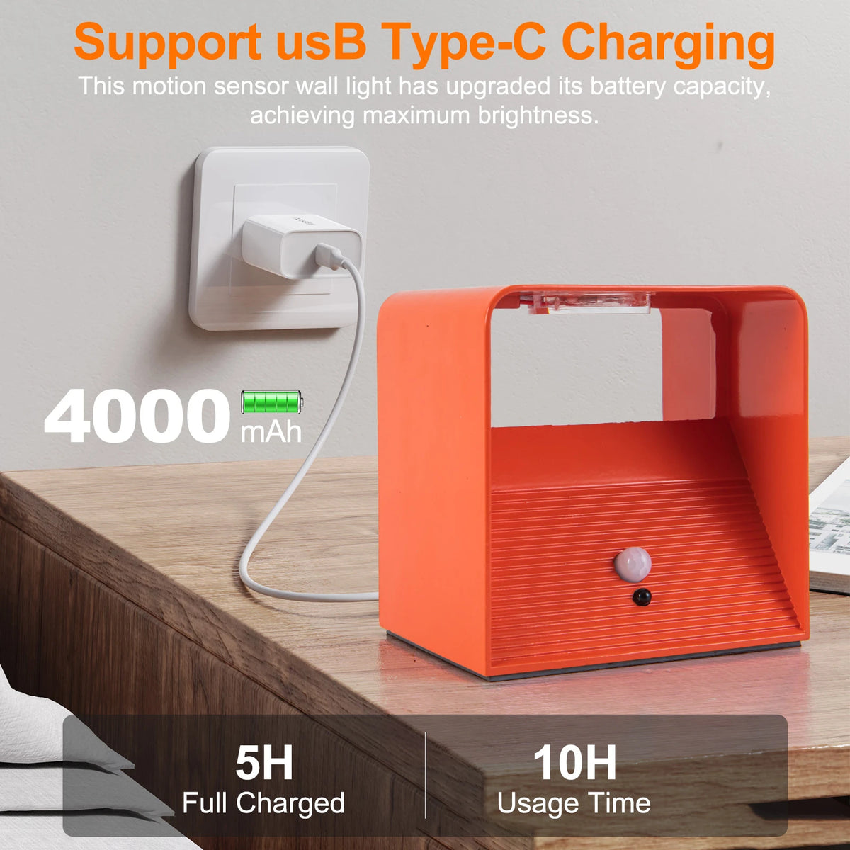 Battery-Powered Wall Light, 3 Color Temperature and Brightness Settings,