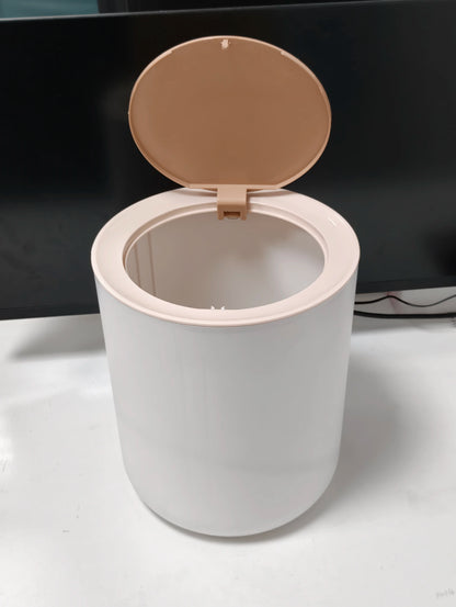 7L Round Imitation Wood Grain Trash Can Press Type Garbage