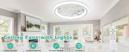 Modern Thin Ceiling Fan Light, White Silent Ceiling Fan