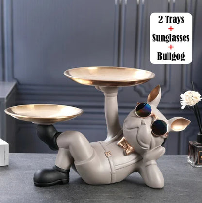 Bulldog Animal Figurines Cool Dog Statue Sculpture Decoration