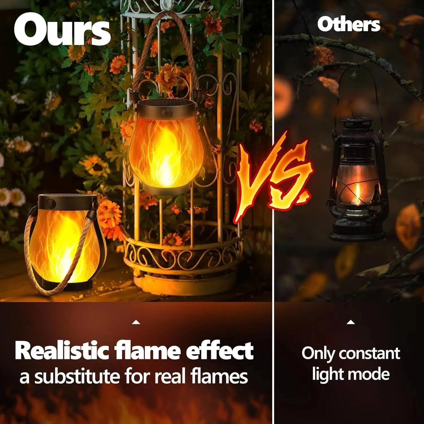 Solar Flame Rope Lantern Type-C Fast Charging Waterproof Hanging Lamp