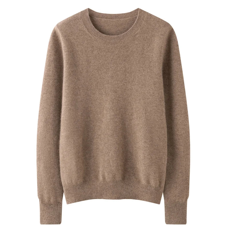 100% Pure Goat Cashmere Knitted Pullovers O-Neck