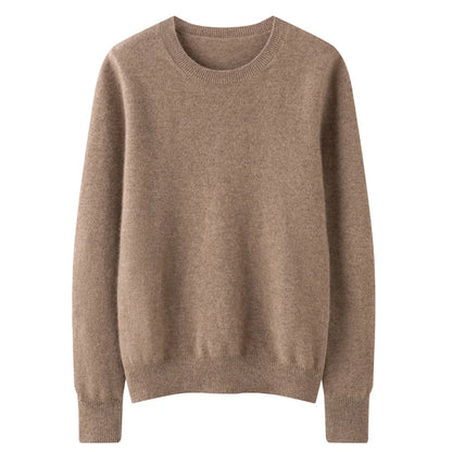 100% Pure Goat Cashmere Knitted Pullovers O-Neck
