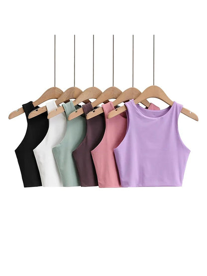 Summer Fashion Women Sexy Slim Tops O-neck Sleeveless