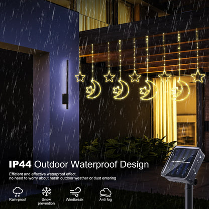 Solar Star Moon String Lights 8 Modes Outdoor Hanging Light