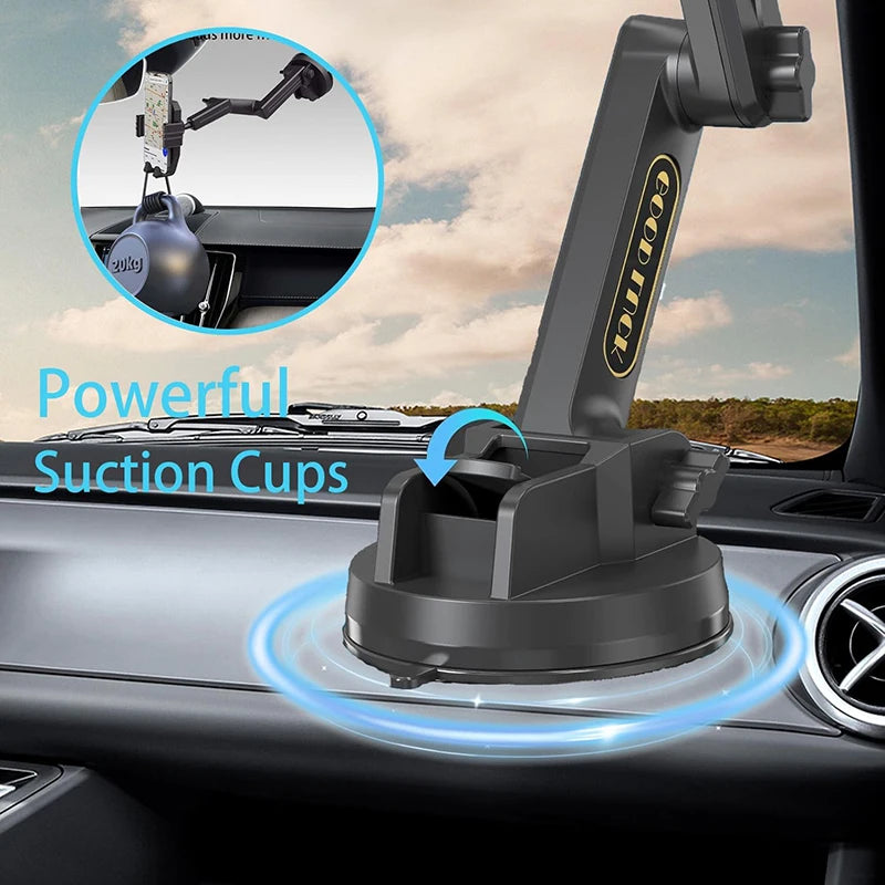 Black Car Phone Mount Holder Adjustable Height Suction Cup