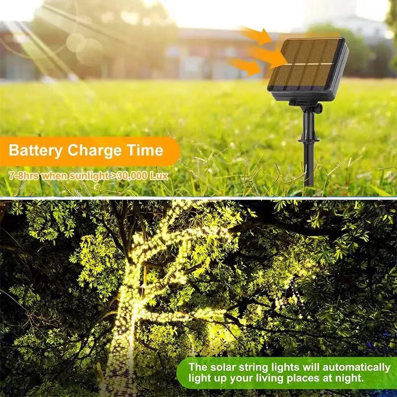 8 Modes Outdoor Solar Fairy Lights LED Copper Wire Lights