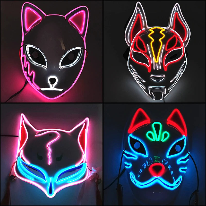 Glowing  Demon Slayer Mask Cosplay Japanese Cartoon