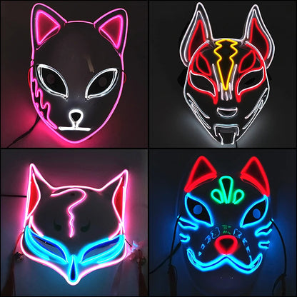 Glowing  Demon Slayer Mask Cosplay Japanese Cartoon