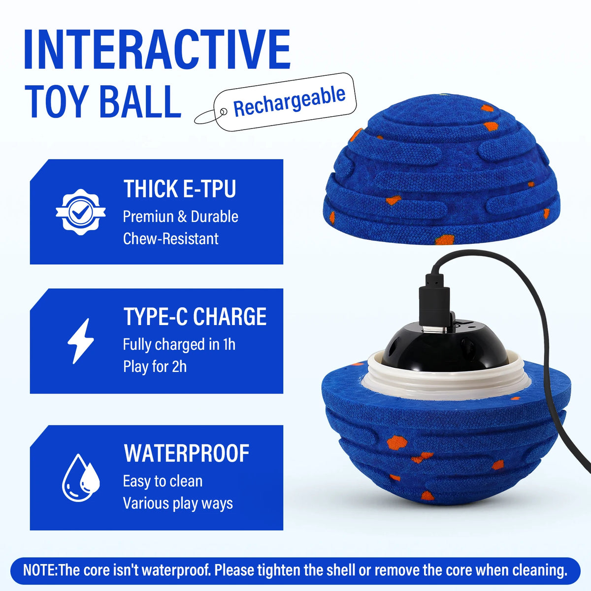 Smart Interactive Dog Toy, E-TPU Toy Ball for Aggressive Chewers