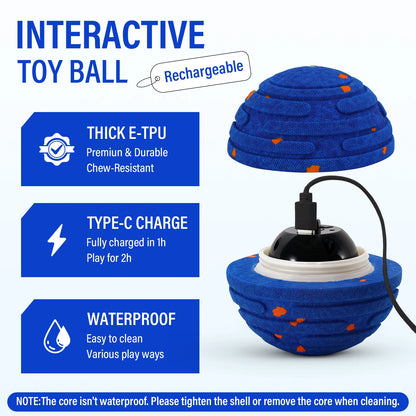 Smart Interactive Dog Toy, E-TPU Toy Ball for Aggressive Chewers