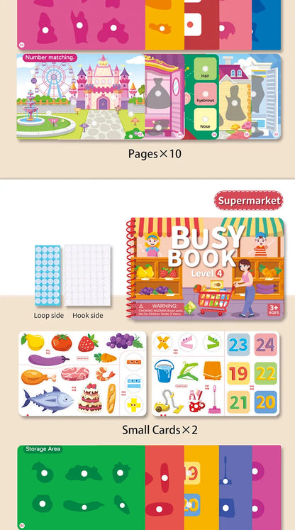 Children Quiet Busy Book 4 Themes Cartoon Travel Sticker