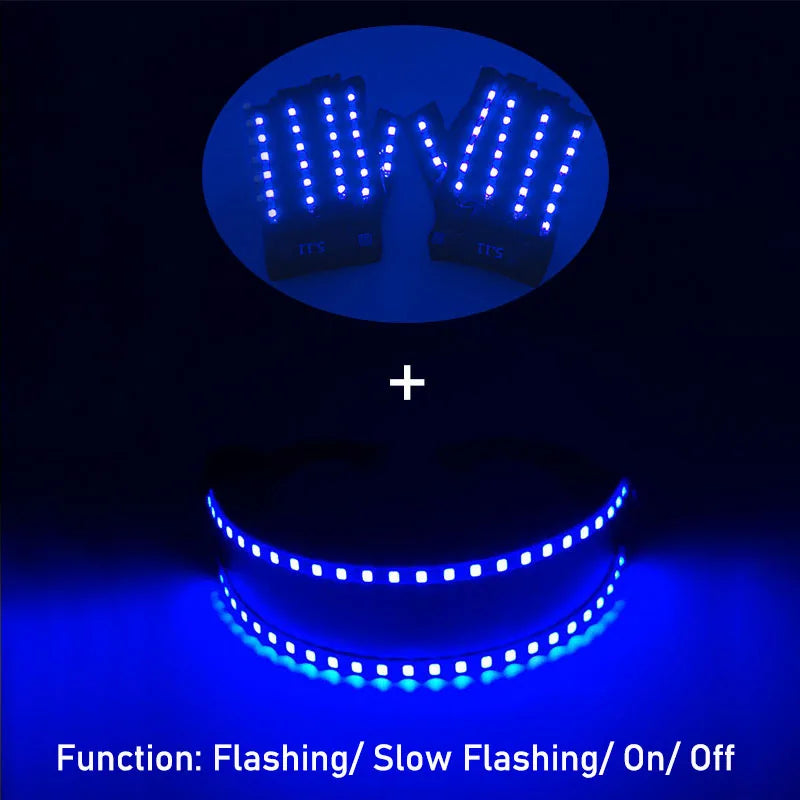 1set Luminous Glowing Glasses and Gloves Remote Control