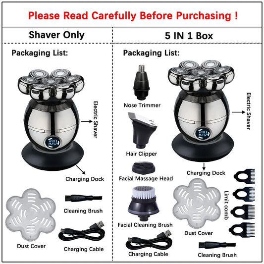 Electric Shaver 7D Floating Cutter Head Base Men Beard Trimmer