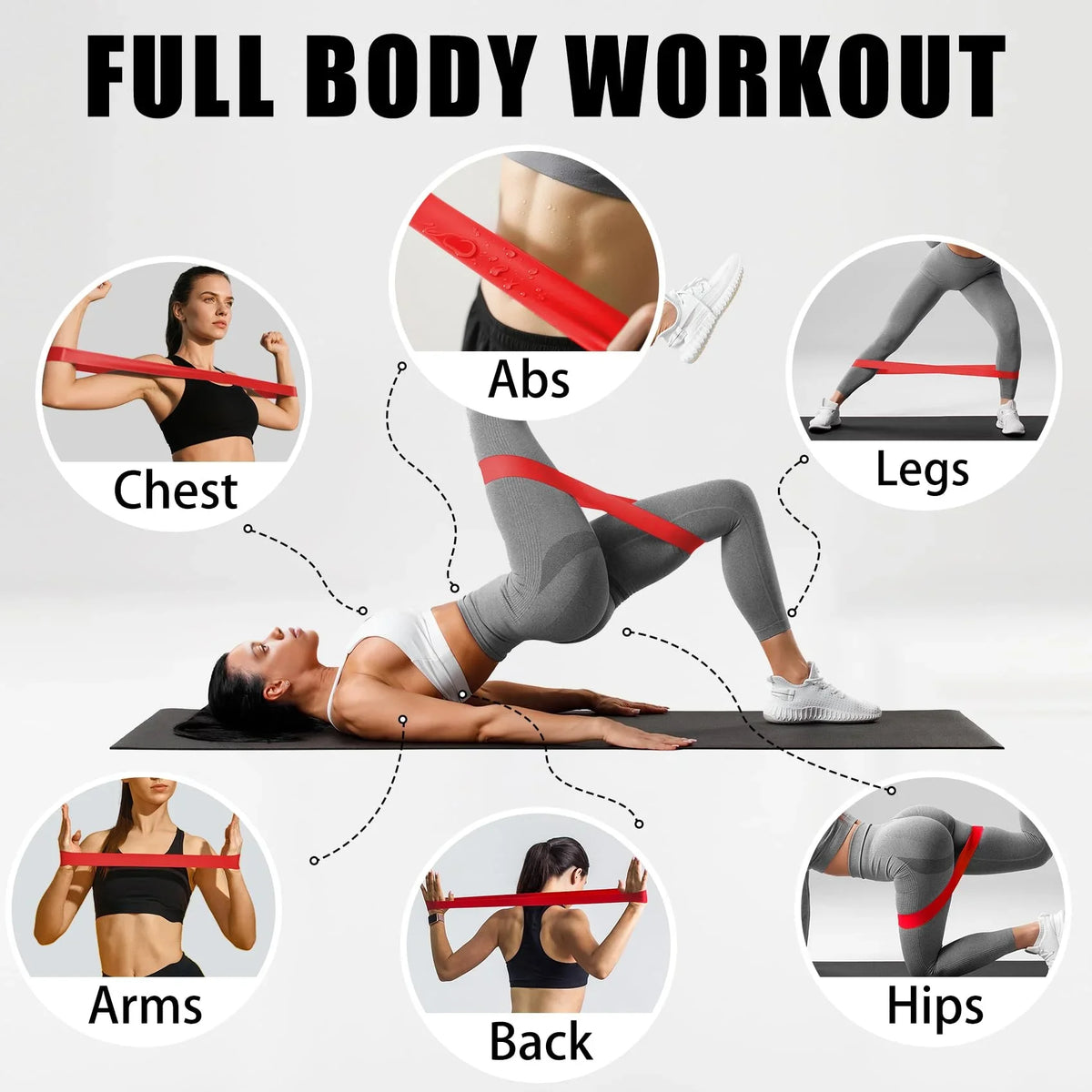 5 Levels Portable Fitness Rubber Resistance Bands