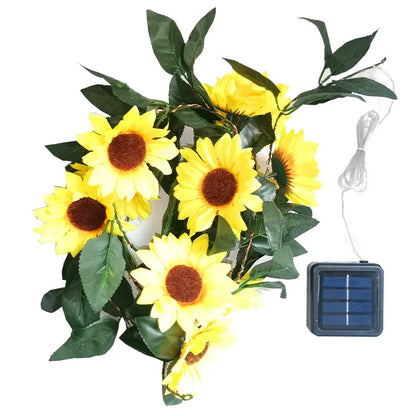 Solar Powered Sunflower Rose String Lights Artificial