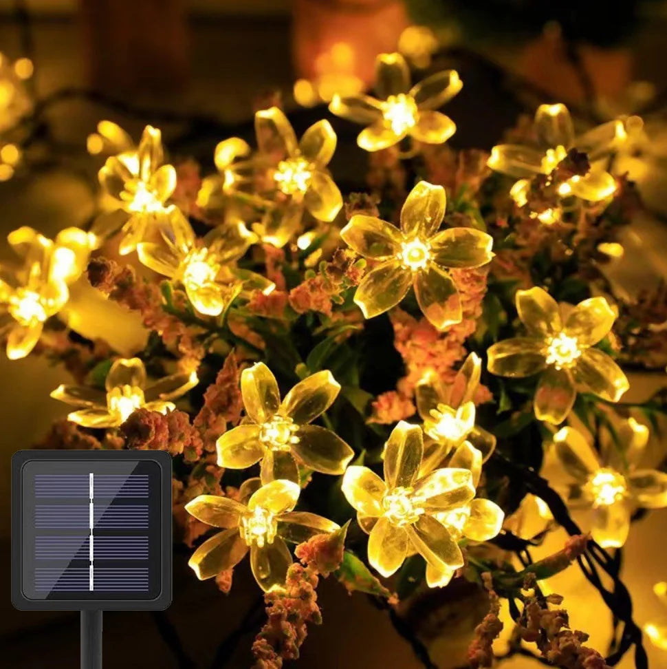 Outdoor Solar Led String Lights Cherry Flowers  Light Strings